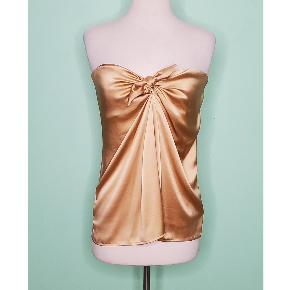 Jasmine Di Milo Silk Strapless Tie Front Blouse Champagne Size 6